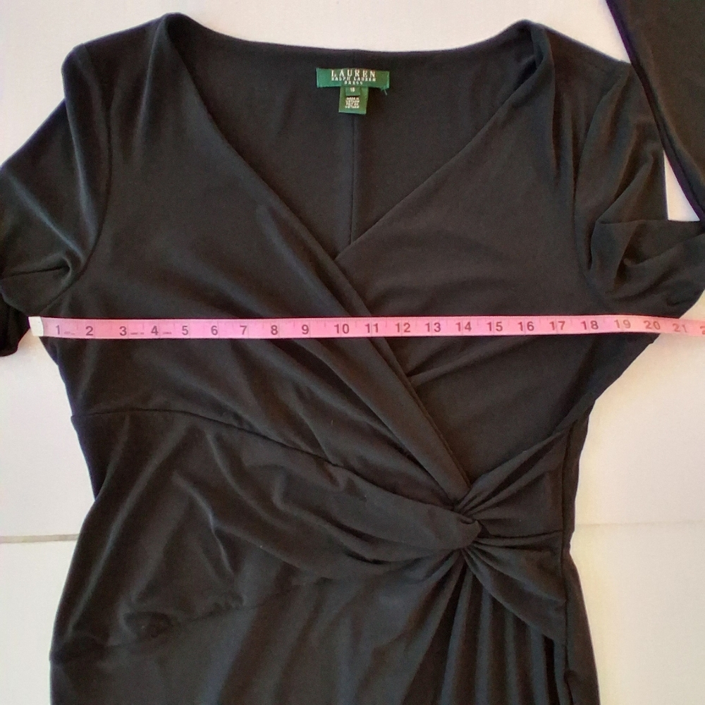 Lauren Ralph Lauren Stretch Jersey Dress Women's Plus Sz 16 Black Cocktail - Picture 8 of 11